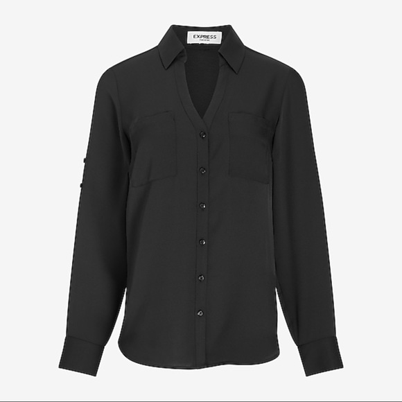 EXPRESS Solid Red Two Pocket Portfolio Shirt
Blouse Button Down Slim Fit Top S - Picture 16 of 16